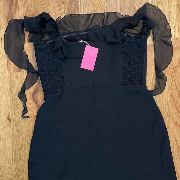 NWT Amanda Uprichard Black Copellia Midi Dress w/ Leg Slit Size XL - Picture 7 of 7